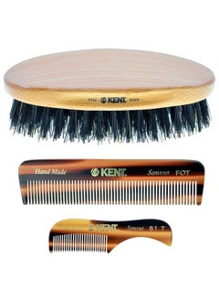 KENT Set Of Combs 81T Small Beard And Mustache Comb Fot All Fine Pocket Comb And Pf22 Hair Brush And Beard Brush Best Beard And Mustache Grooming Kit For Travel And Home Beard Care Made In England  - Image 2