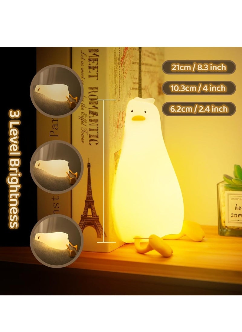 JAJEEK Duck Lamp, 3-Level Dimmable Duck Night Light for Kids, Rechargeable Silicone LED Lying Flat Duck Night Light, Touch Control Ducky Lay Lamp for Breastfeeding, Toddler Room & Kids Room Decor, Soft Night Light for Babies - Image 4