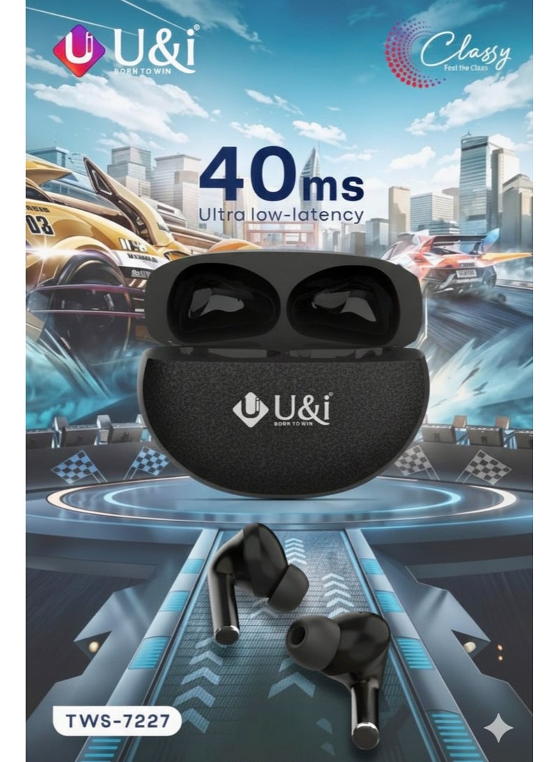 U&i سماعات أذن لاسلكية حقيقية (سلسلة أنيقة) - بلوتوث 5.4، 40 ساعة وقت تشغيل، صوت عالي الدقة بأربعة ميكروفونات، باس عميق، تحكم باللمس الذكي وشحن سريع عبر Type-C للسير، الصالة الرياضية - Image 3