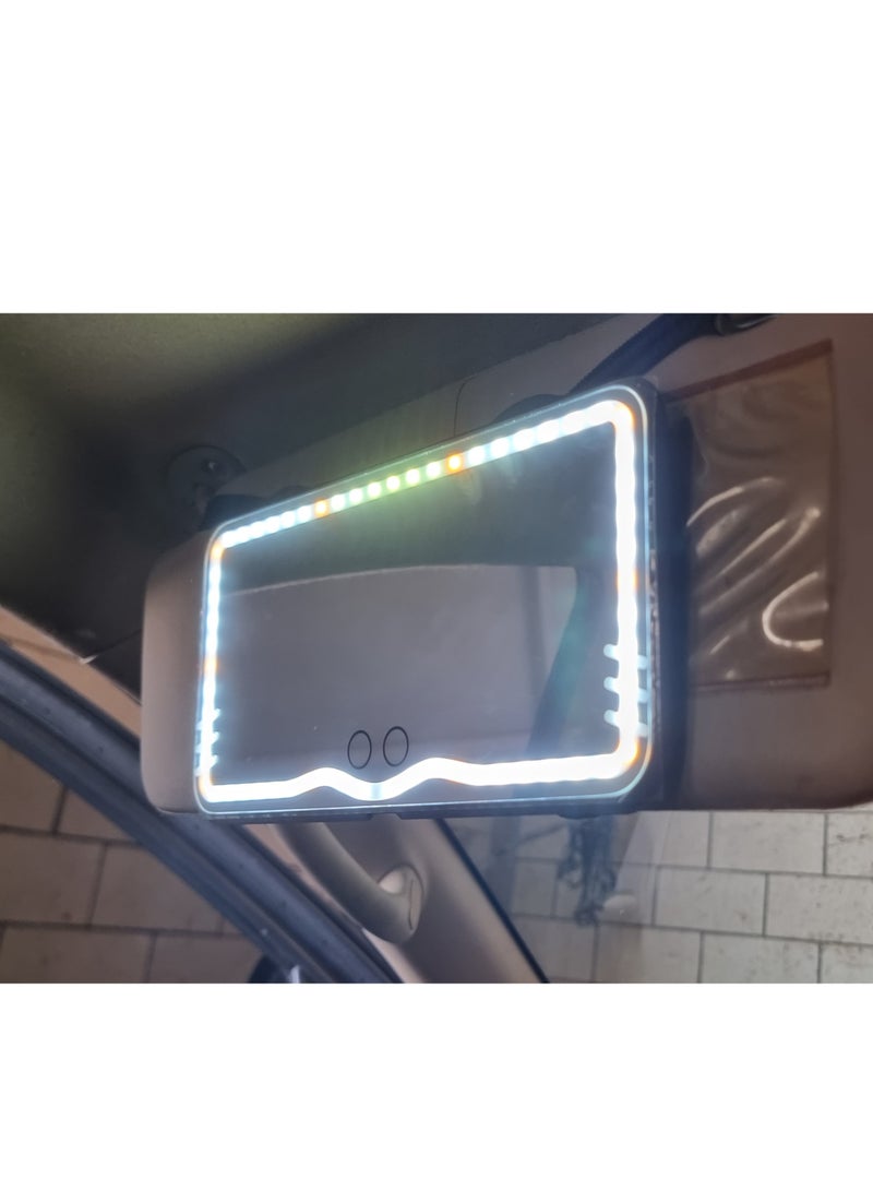 Loquat Car Led Mirror With Touch And 3 Light Modes Rechargeable Fits All Cars - Image 1