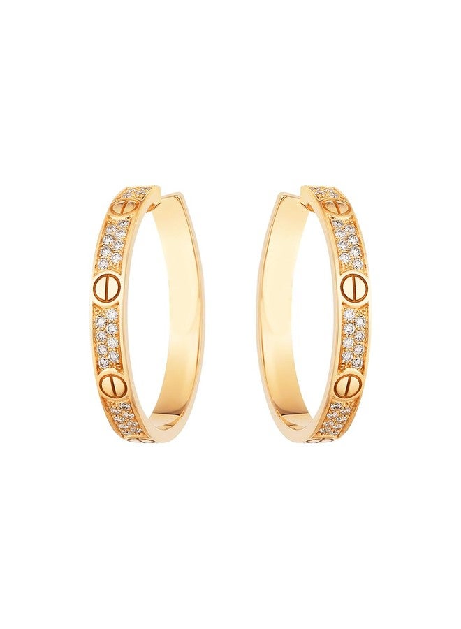 MINUTIAE Stylish Sparkling Cubic Zirconia Diamond Hoop Earrings for Women and Girls (Gold) - Image 1