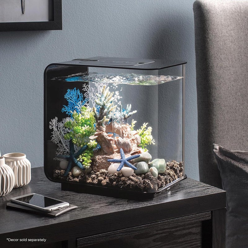 biOrb Flow 15 Acrylic 4-Gallon Aquarium with White LED Lights Modern Compact Tank for Tabletop or Desktop Display, Black - Image 2