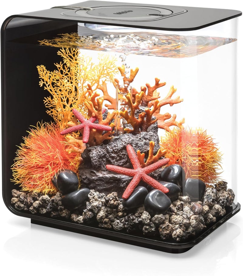 biOrb Flow 15 Acrylic 4-Gallon Aquarium with White LED Lights Modern Compact Tank for Tabletop or Desktop Display, Black - Image 1