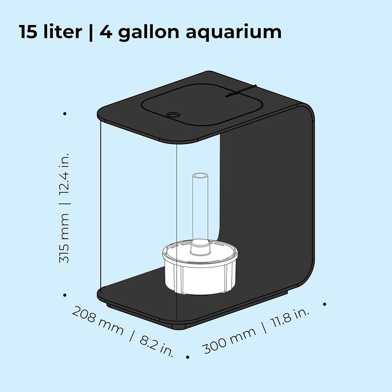 biOrb Flow 15 Acrylic 4-Gallon Aquarium with White LED Lights Modern Compact Tank for Tabletop or Desktop Display, Black - Image 4
