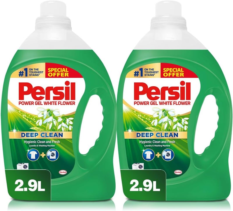 Power Gel Liquid Laundry Detergent, Low Foam White Flower For All Washing Machines, 5.8L - Image 1
