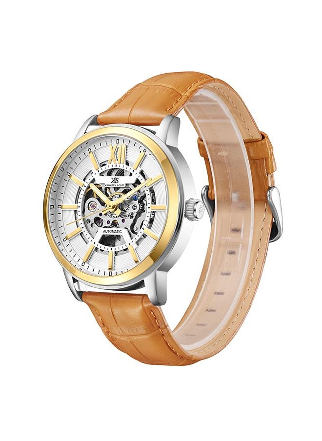 KENNETH SCOTT Kenneth Scott K24323-TLFW Men's Automatic  Display Watch & Leather  Strap Brown  - Image 2