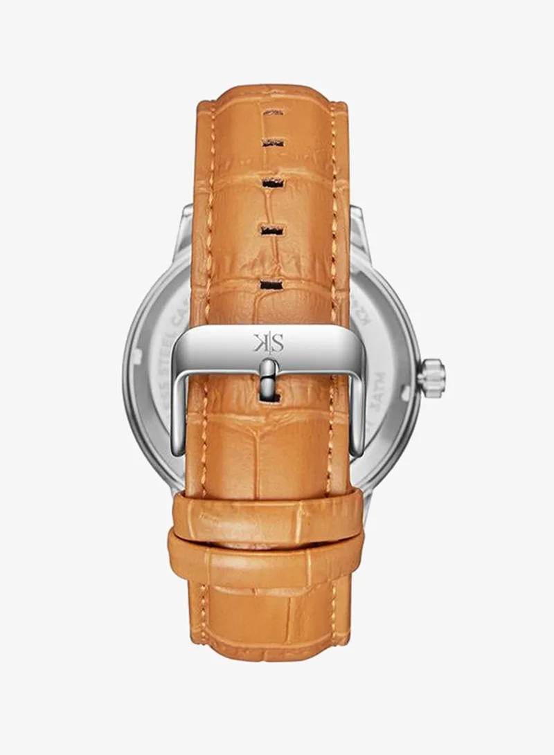 KENNETH SCOTT Kenneth Scott K24323-TLFW Men's Automatic  Display Watch & Leather  Strap Brown