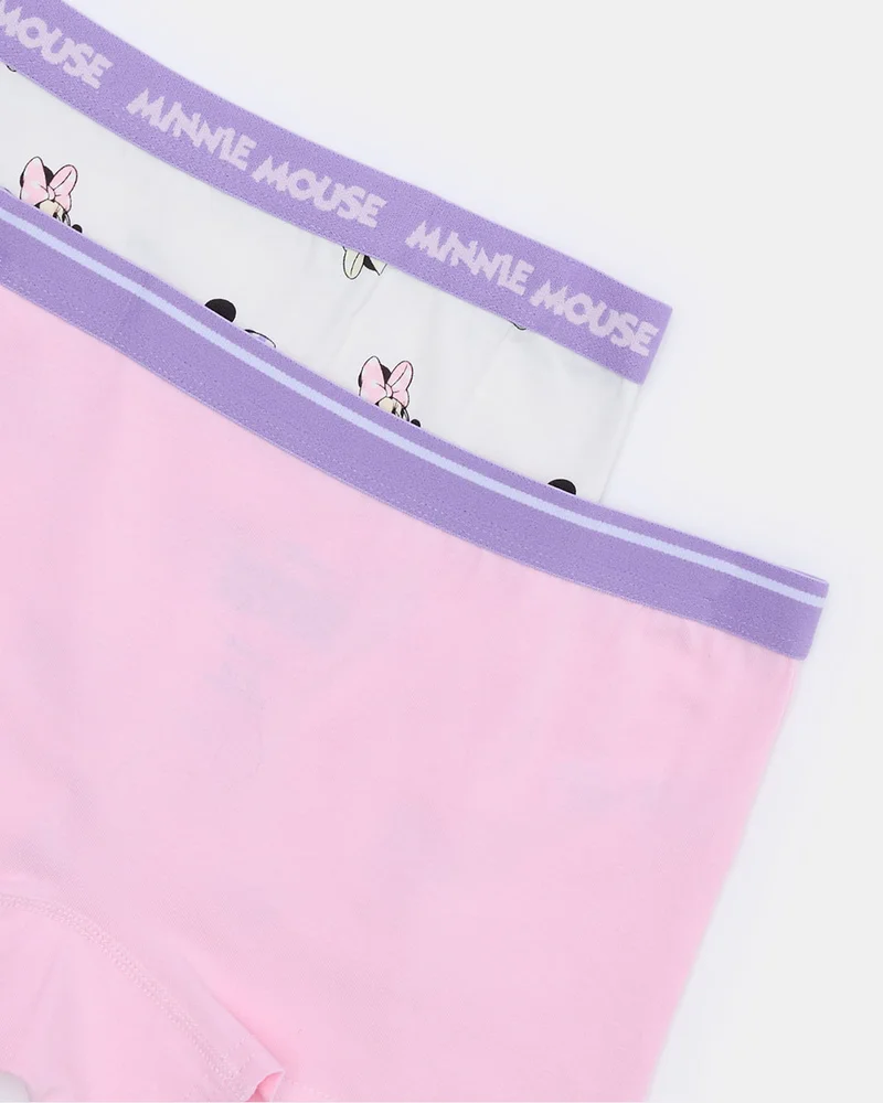 Redtag Senior Girls Pink Minnie Allover Print Brief Pack of 2