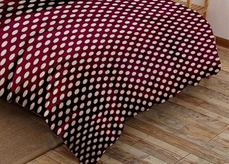 Temoli® Warm Quilt Cover Double Bed with Zipper, Duvet Cover Double Bed Soft Flannel (92x102) Inches. (Circle Red) - Image 2