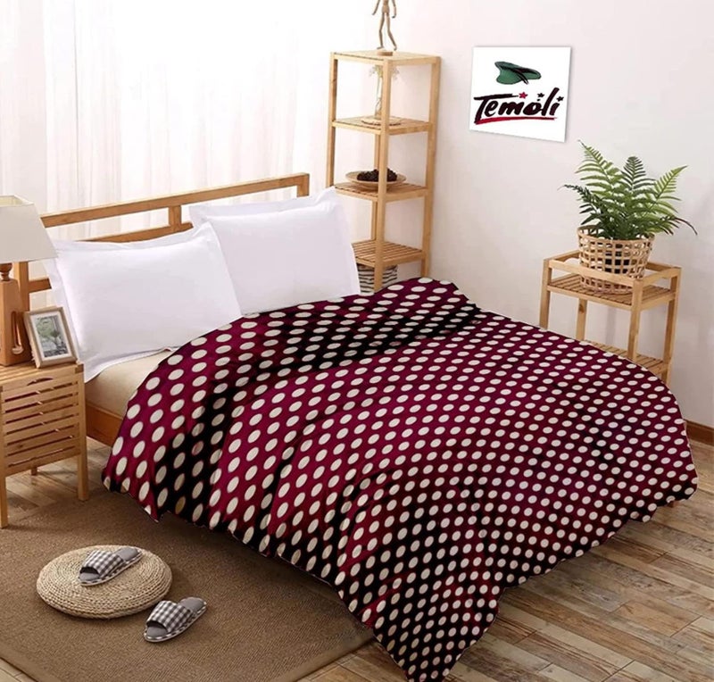Temoli® Warm Quilt Cover Double Bed with Zipper, Duvet Cover Double Bed Soft Flannel (92x102) Inches. (Circle Red) - Image 1
