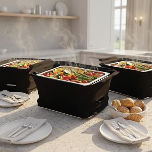 Alpha Living Chafer Wind Guard 4Pack Wind Blocker for 20 x 12 x 65In Disposable Chafing Dish Rack Durable Fabric Dish Racks Windcover Reusable and Easy Fit Catering Supplies Buffet Display - Image 3