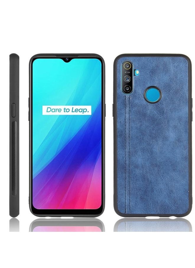 HuHa Case Cover For Realme C3 3 cameras Shockproof Sewing Cow Pattern Skin PC + PU + TPU Case Blue 