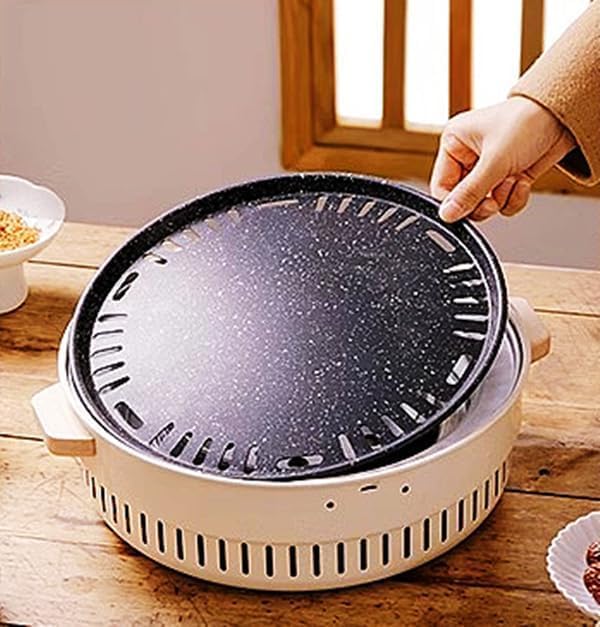 MORPICH Barbecue Grill Pan - Smokeless Korean Style Stainless Steel Non-Stick Grill Rack Basket Pan Frying Sheets for Vegetables Kabobs Seafood, Tea Cooker & Picnic Fire Pit With Charcoal Holder - Image 3