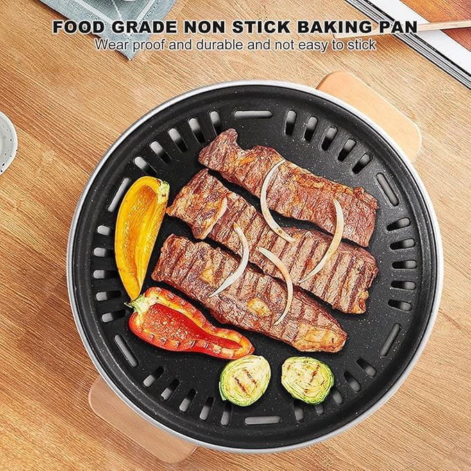 MORPICH Barbecue Grill Pan - Smokeless Korean Style Stainless Steel Non-Stick Grill Rack Basket Pan Frying Sheets for Vegetables Kabobs Seafood, Tea Cooker & Picnic Fire Pit With Charcoal Holder - Image 5