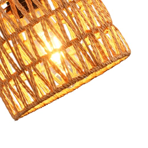 KENMI Ceiling Light Fixture,Hand-Woven Rattan Flush Mount Ceiling Light,Farmhouse Light Fixtures Ceiling Mount Boho for Hallway Bedroom Kitchen Entryway Living Room - Image 5