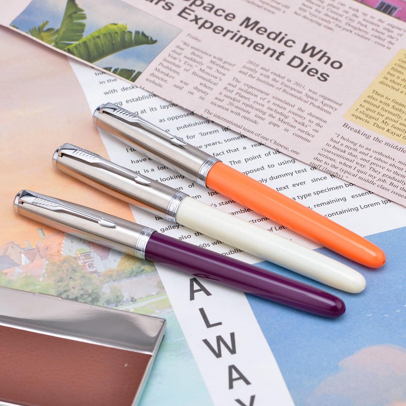 Lanxivi 3 Jinhao 86 Fountain Pen Set (Orange, Purple and White Resin) Extra Fine Nib with Refillable Ink Converter - Image 5