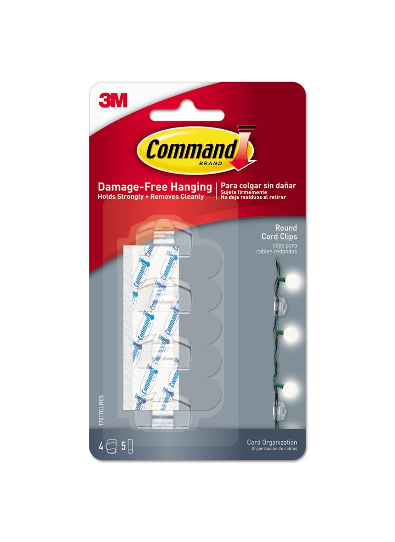 Command Command Round Cord Clip Plastic 9 PiecesSelf adhesive Damage Free walls Transparent 