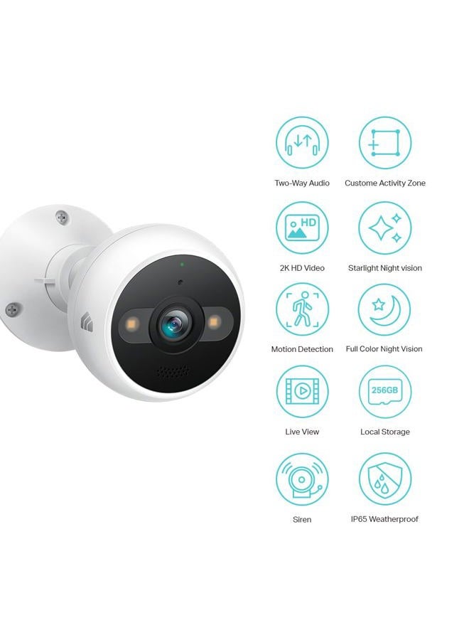 Kasa Smart كاميرا أمان خارجية سلكية Kasa بدقة 4MP 2K، IP65، مستشعر ستارلايت ورؤية ليلية حتى 98 قدم، صوت ثنائي الاتجاه مع صفارة إنذار، تخزين سحابي/بطاقة SD، متوافقة مع أليكسا ومساعد جوجل (KC420WS)، 1 قطعة (عبوة من 1) - Image 2