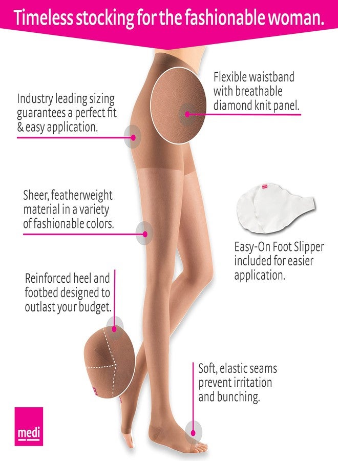 mediven sheer & soft for Women, 20-30 mmHg Panty Open Toe Compression Stockings, Natural, IV-Standard - Image 2