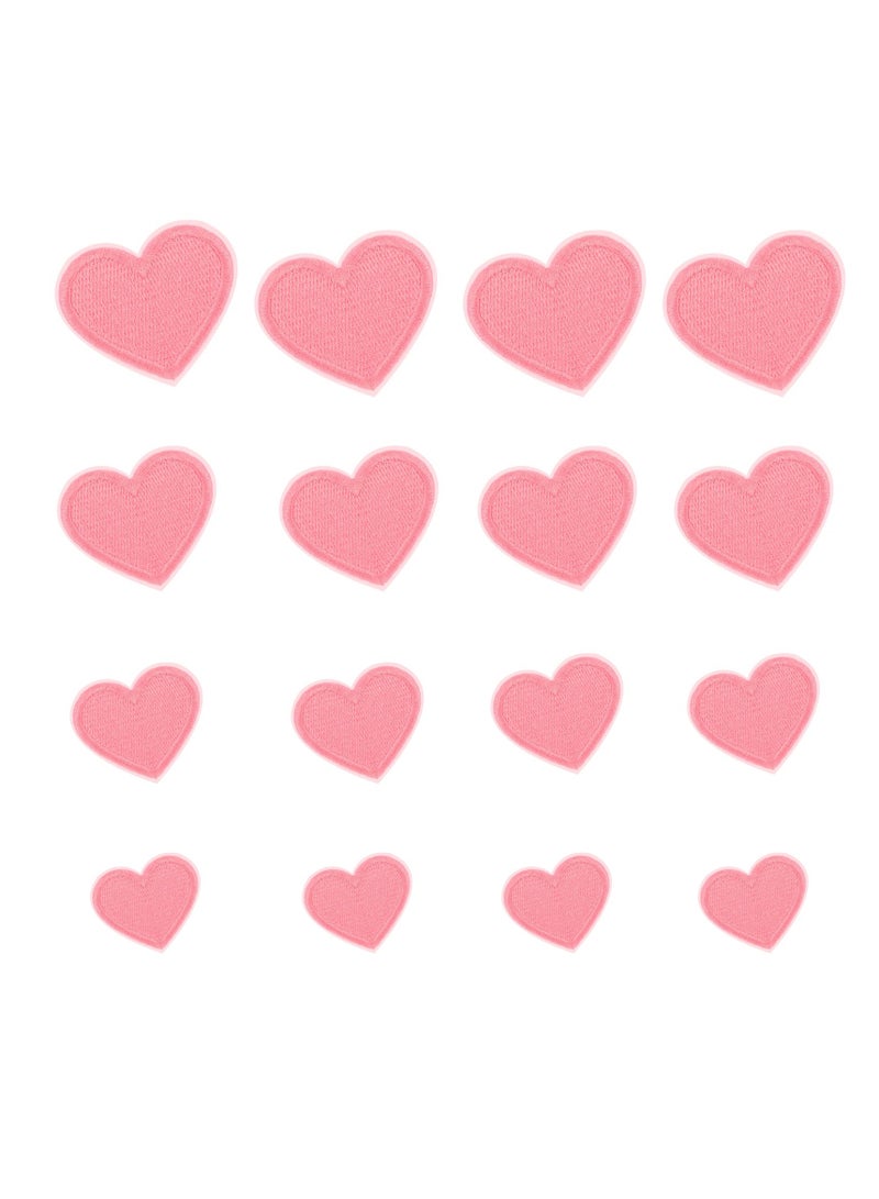 Heart Iron-on Patches, 16 Pieces, 4 Sizes, Embroidered Applique for Clothing and Accessories Jackets Jeans Hats Backpacks - Image 1