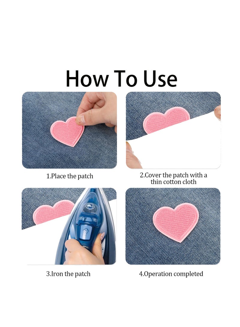 Heart Iron-on Patches, 16 Pieces, 4 Sizes, Embroidered Applique for Clothing and Accessories Jackets Jeans Hats Backpacks - Image 3