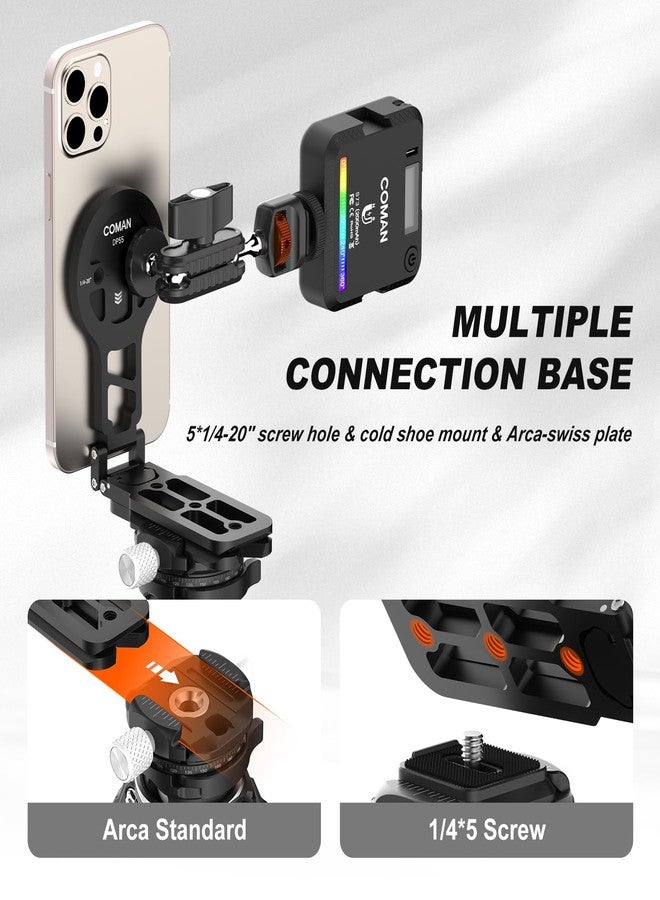 COMAN حامل ثلاثي القوائم مغناطيسي COMAN DP55 للهاتف المحمول، حامل هاتف جيب مغناطيسي قابل للطي مع Arca-Swiss، ثقب برغي 1/4''، قاعدة باردة، متوافق مع Magsafe لهواتف iPhone 16/15/14/13/12 - Image 3