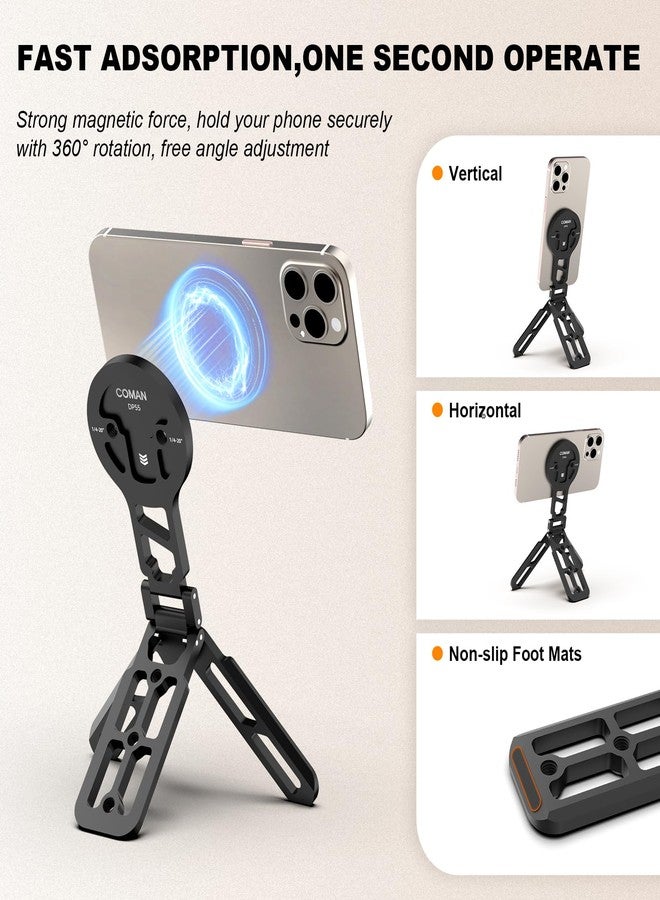 COMAN حامل ثلاثي القوائم مغناطيسي COMAN DP55 للهاتف المحمول، حامل هاتف جيب مغناطيسي قابل للطي مع Arca-Swiss، ثقب برغي 1/4''، قاعدة باردة، متوافق مع Magsafe لهواتف iPhone 16/15/14/13/12 - Image 2