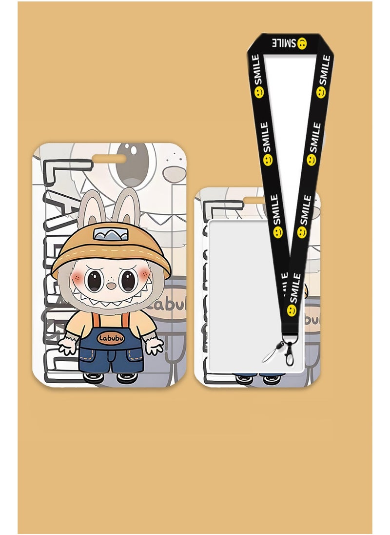 LABUBU Rabu Cloth Cartoon Cute Slide Card Cover Student Meal Card Bus Card ID Protector Case 