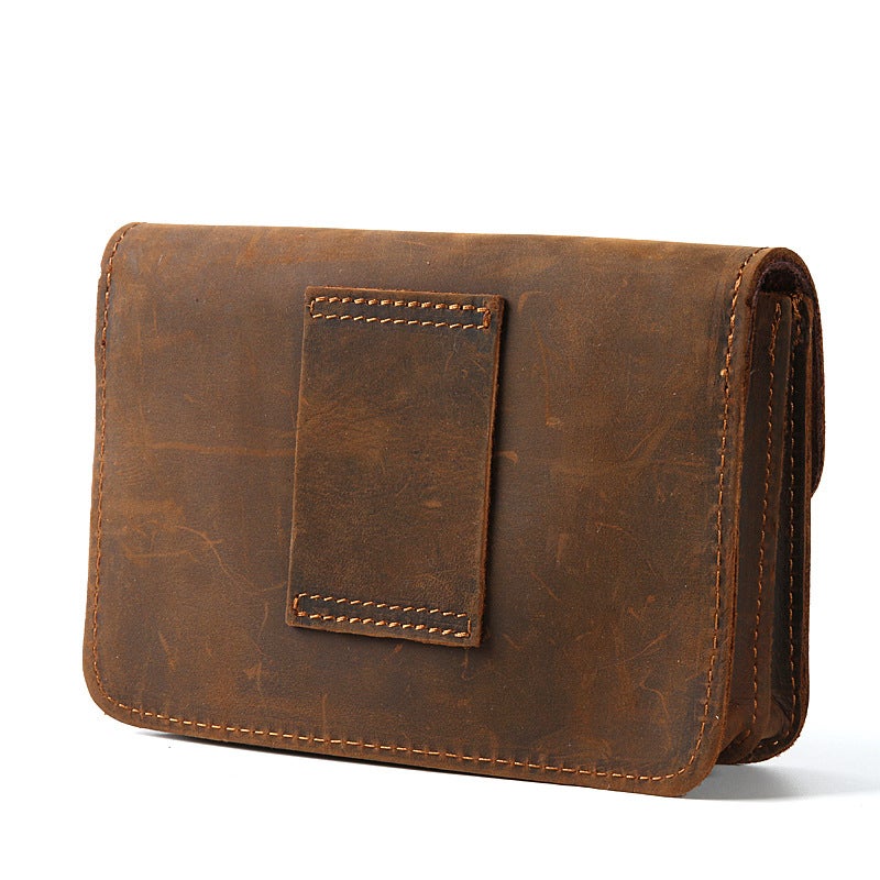 Crazy Horse Leather Men'S Mobile Phone Bag Waistband Portable Sports Site Work First Layer Cowhide Handmade Wallet - Image 5