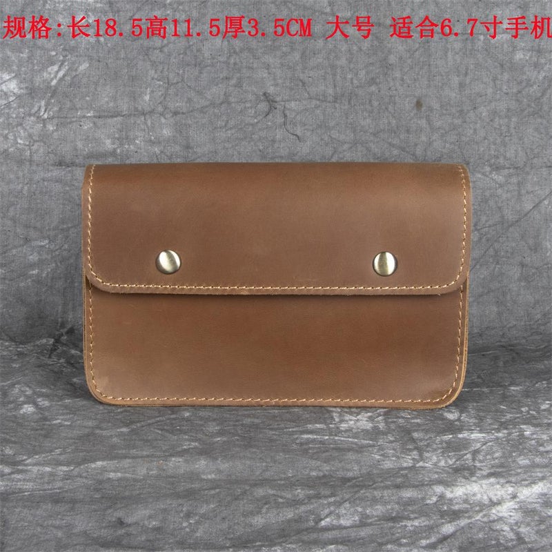 Crazy Horse Leather Men'S Mobile Phone Bag Waistband Portable Sports Site Work First Layer Cowhide Handmade Wallet - Image 1