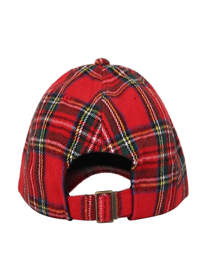WITHMOONS Baseball Cap Tartan Plaid Check Winter Hat KR11087 (Red) - Image 4