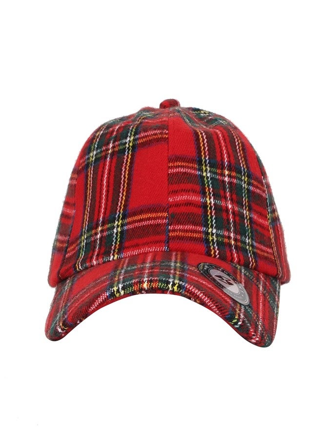 WITHMOONS Baseball Cap Tartan Plaid Check Winter Hat KR11087 (Red) - Image 2