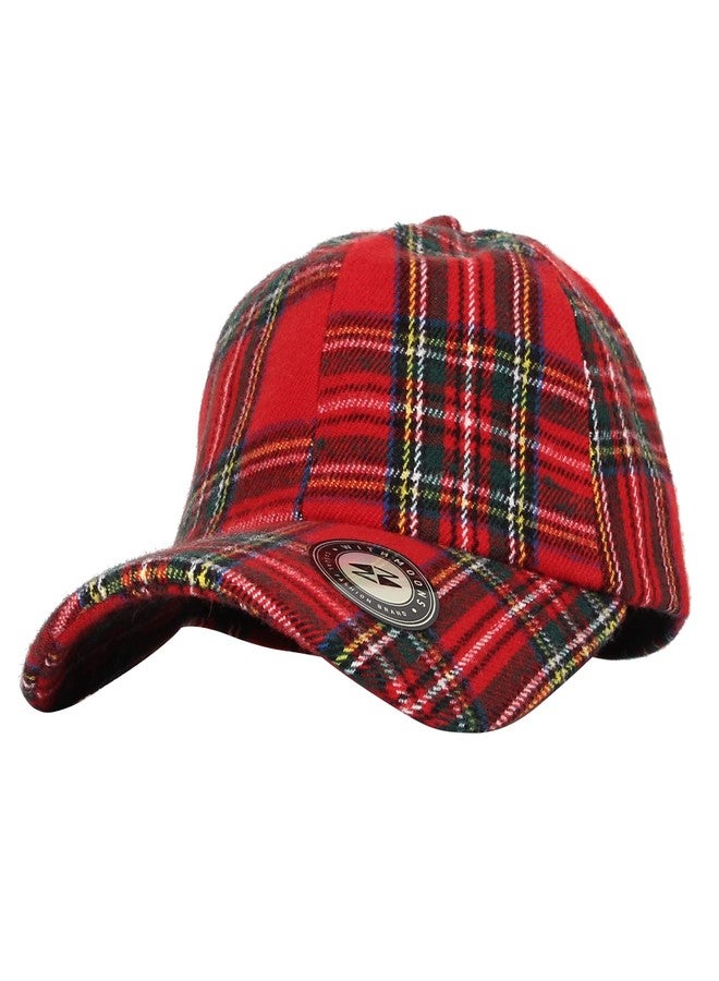 WITHMOONS Baseball Cap Tartan Plaid Check Winter Hat KR11087 (Red) - Image 1
