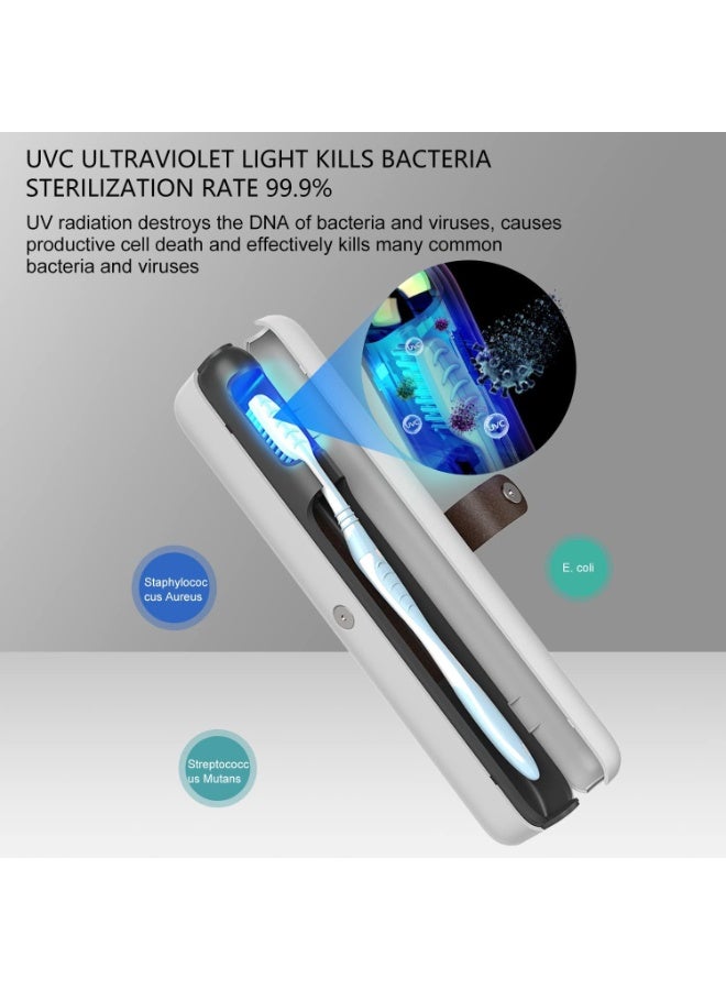 Portable UV Toothbrush Sanitizer, , UV-C Auto Cycle Sterilization and Rechargeable Sterilizer Box Cleaner Holder Fits Electric Toothbrush Heads and Manual Toothbrushes (1 Pack) - Image 2