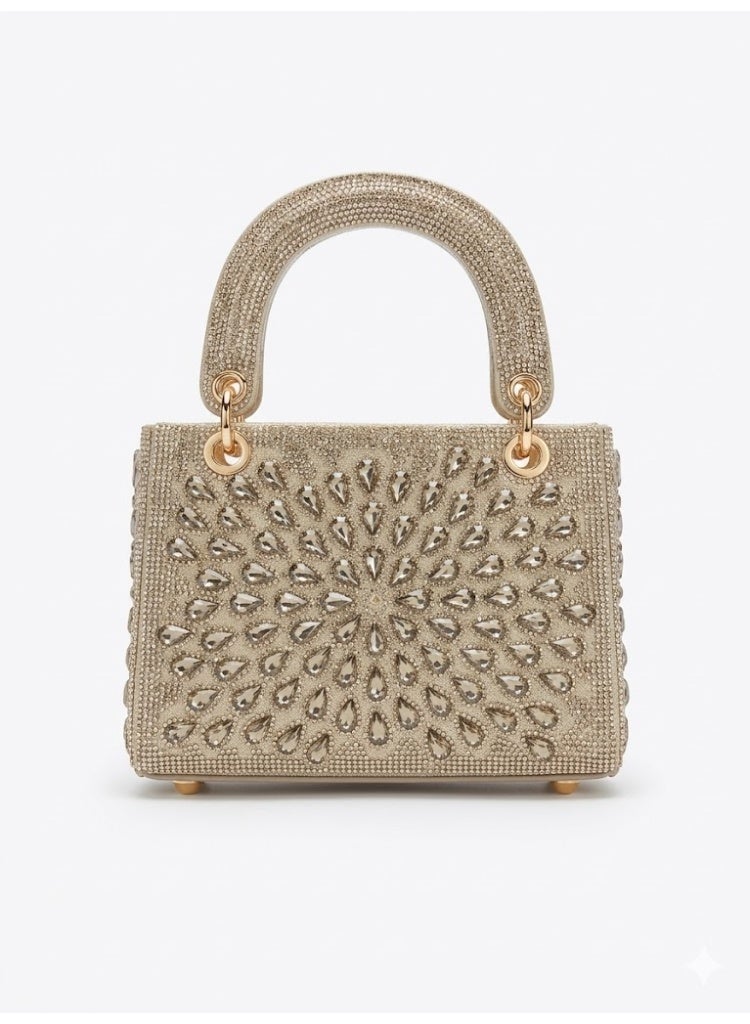 لايف ستيلاش  حقيبة كروس للسهره بتصميم قطرات موزعة بشكل فني - جولد ZS-12 - Image 2