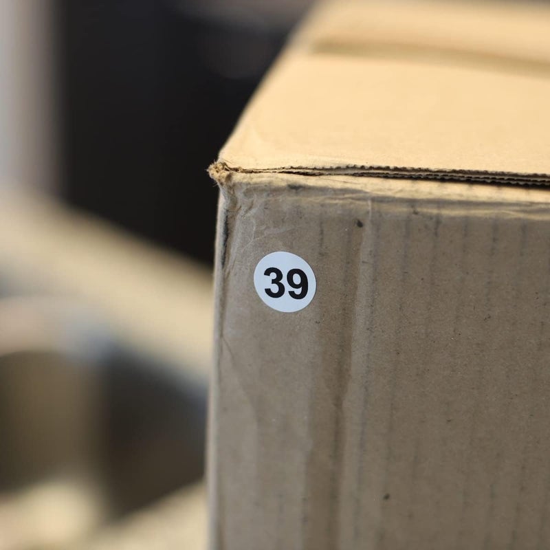 White with Black Number 39 Circle Dot Stickers, 3/4 Inch Round, 500 Labels on a Roll for Organization and Inventory - Semi-Gloss Finish - Made in The USA