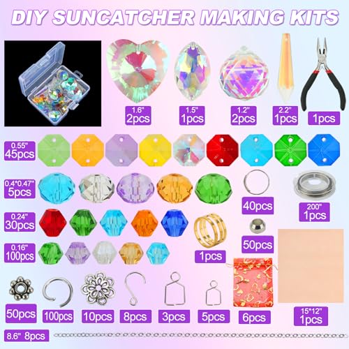 Worgree 460pcs DIY Suncatcher Making Kits for Adults Crystal Sun Catcher Arts and Crafts Supplies Set with Colorful Crystals Beads Rainbow Maker Prism for Windows Hanging Indoor Outdoor Garden Decor - Image 2
