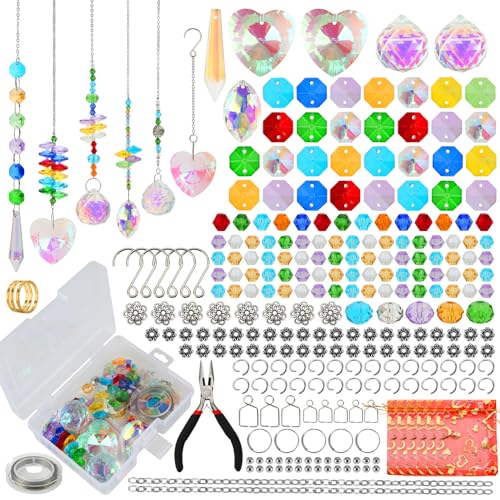 Worgree 460pcs DIY Suncatcher Making Kits for Adults Crystal Sun Catcher Arts and Crafts Supplies Set with Colorful Crystals Beads Rainbow Maker Prism for Windows Hanging Indoor Outdoor Garden Decor - Image 1