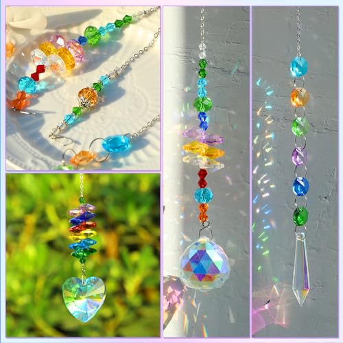 Worgree 460pcs DIY Suncatcher Making Kits for Adults Crystal Sun Catcher Arts and Crafts Supplies Set with Colorful Crystals Beads Rainbow Maker Prism for Windows Hanging Indoor Outdoor Garden Decor - Image 3