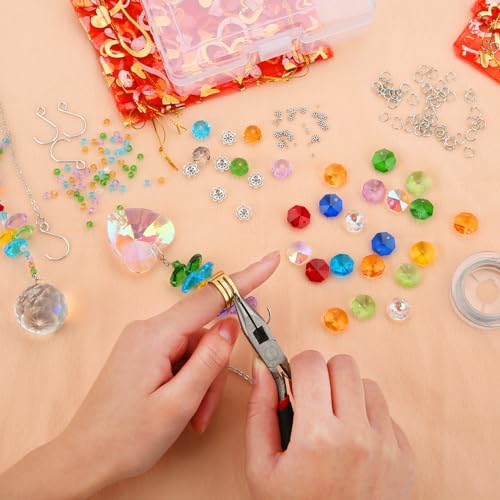 Worgree 460pcs DIY Suncatcher Making Kits for Adults Crystal Sun Catcher Arts and Crafts Supplies Set with Colorful Crystals Beads Rainbow Maker Prism for Windows Hanging Indoor Outdoor Garden Decor - Image 4