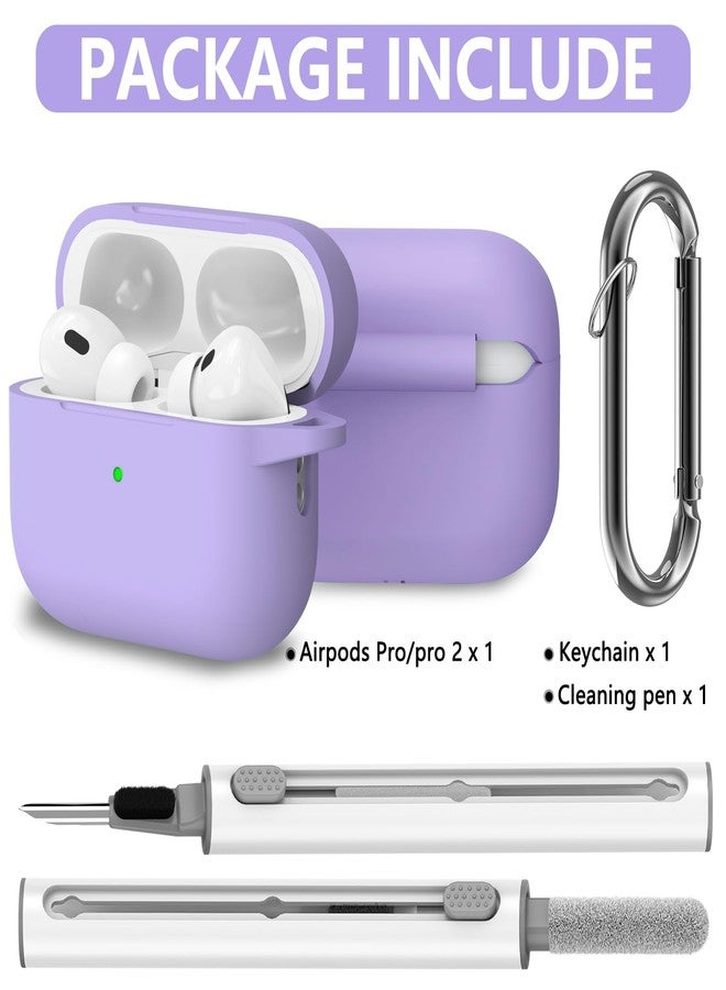 Ljusmicker AirPods Pro Case Cover with Cleaner Kit, Soft Silicone Protective Case for Apple AirPod Pro, Accessories with Keychain-Purple - Image 2