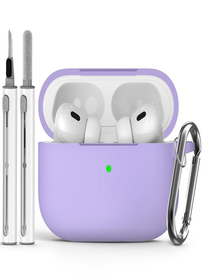 Ljusmicker AirPods Pro Case Cover with Cleaner Kit, Soft Silicone Protective Case for Apple AirPod Pro, Accessories with Keychain-Purple - Image 1