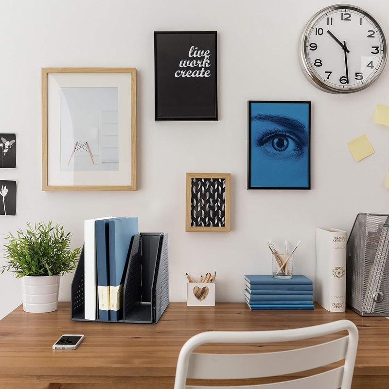 Deli Collapsible Magazine File Holder, Desk Organizer Document Folder For Office Organization And Storage, 4 Vertical Compartments, Dark Gray - Image 4