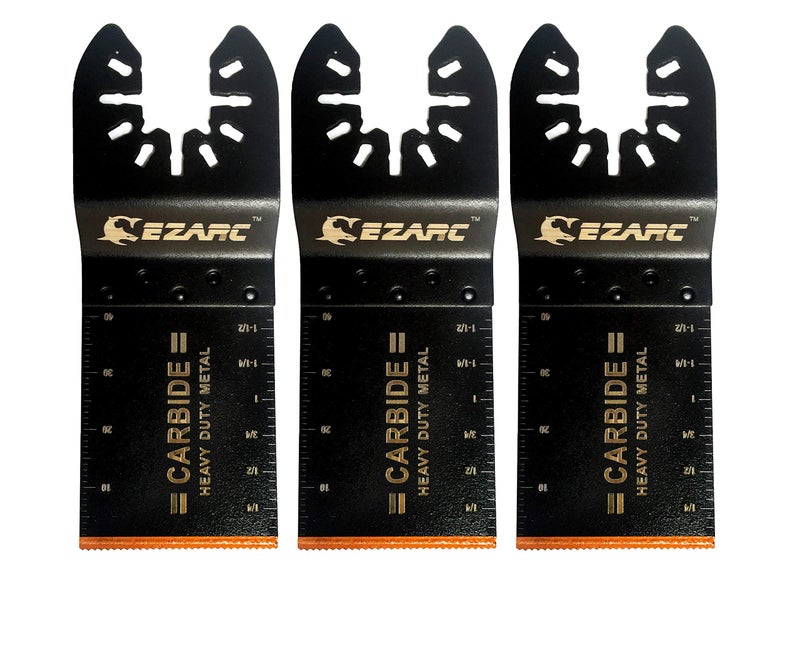 EZARC Carbide Oscillating Tool Blades, Multitool Blades Heary Duty for Hard Material, Metal, Nails. Bolts. Screws, 3-Pack - Image 1