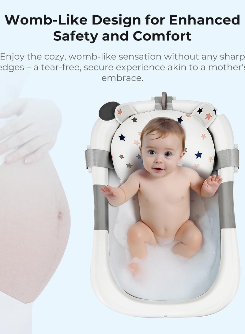 Baby Bath Pillow Baby Bathtub Pad Newborn Bath Pillow  with Ergonomic Bath Pillow for Bathtub Baby Space Saving Bath Pad for Newborns, for 0-12 Months Baby Bath from MUMS PLANET- Bathtub Seat - Newborns - For Kids and Baby Bath Cushion_ Baby supplies