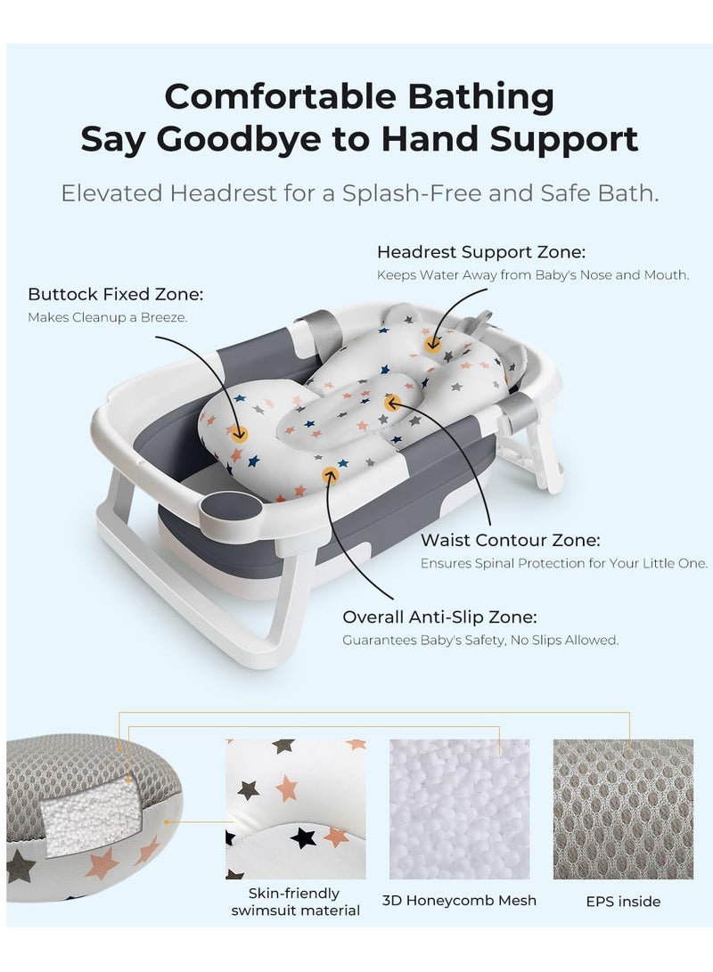 Baby Bath Pillow Baby Bathtub Pad Newborn Bath Pillow  with Ergonomic Bath Pillow for Bathtub Baby Space Saving Bath Pad for Newborns, for 0-12 Months Baby Bath from MUMS PLANET- Bathtub Seat - Newborns - For Kids and Baby Bath Cushion_ Baby supplies