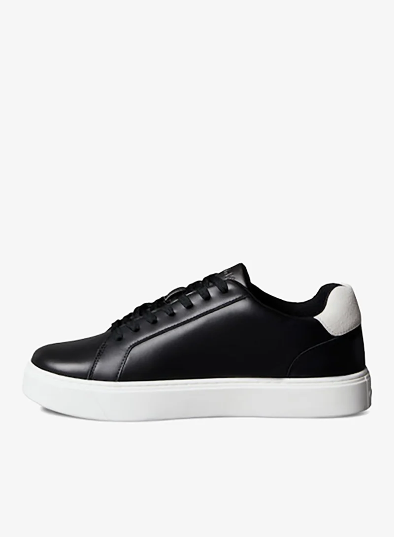 Calvin Klein Black/Bright White CK Baseline - Leather Signature Trainers for Men | Best Price UAE