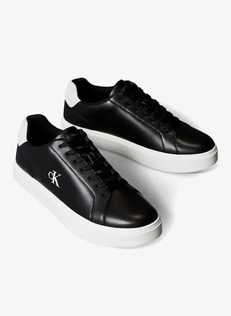 Calvin Klein Black/Bright White CK Baseline - Leather Signature Trainers for Men | Best Price UAE