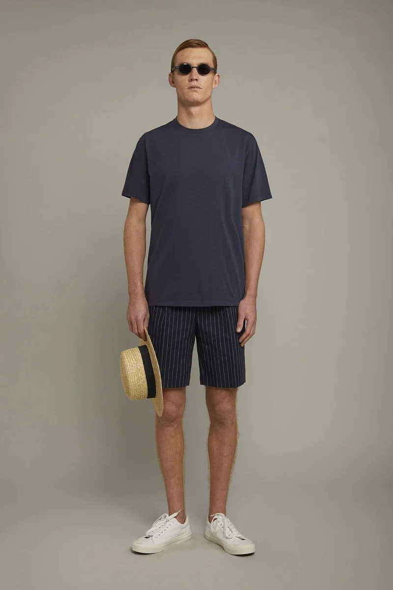 Men's round neck t-shirt 100% cotton - DK Blue