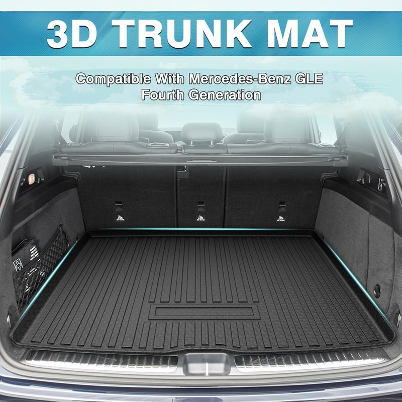 Mixsuper Custom Fit Cargo Liner for 2020-2024 Mercedes-Benz GLE Class 5 Passenger GLE Trunk Liner All Weather Durable Odorless 3D Anti-Slip Rear Trunk Cargo Mat Black - Image 2
